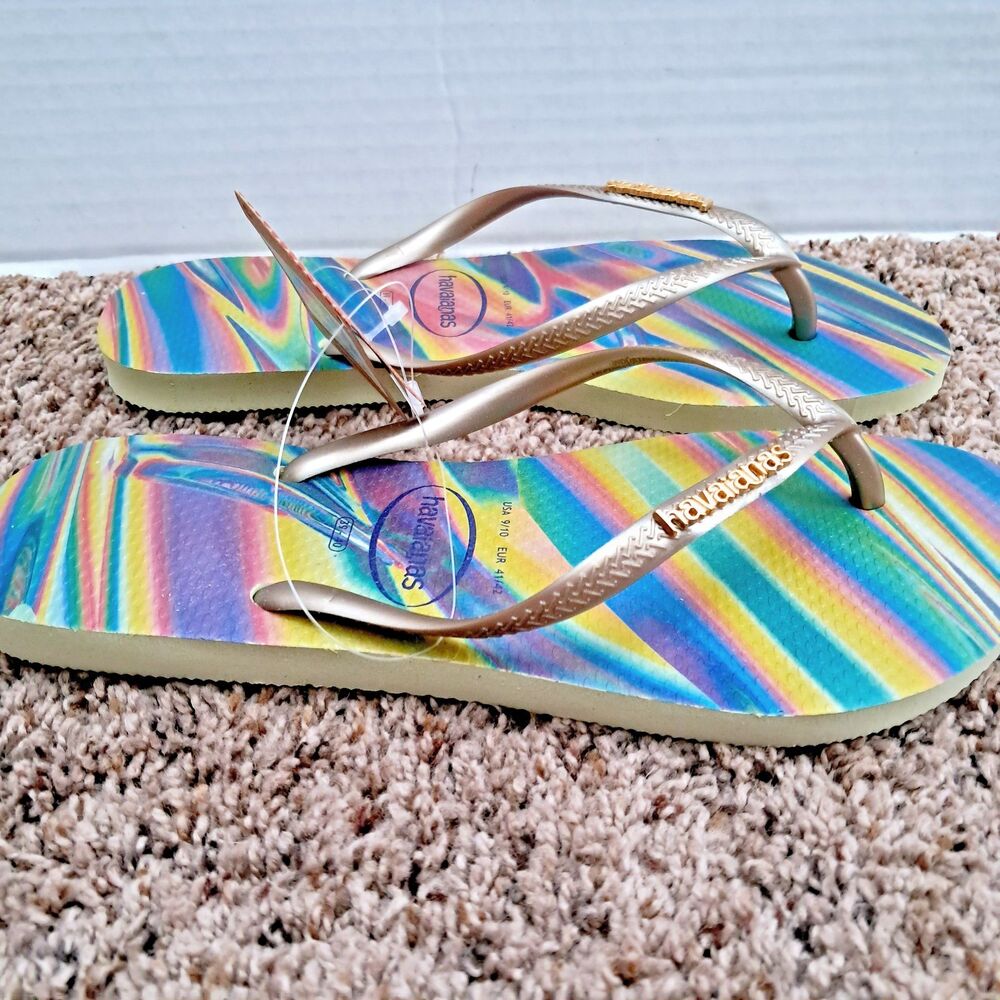 Original HAVAIANAS Flip Flops Sandals Lime Green womens 9 10 - Picture 4 of 10